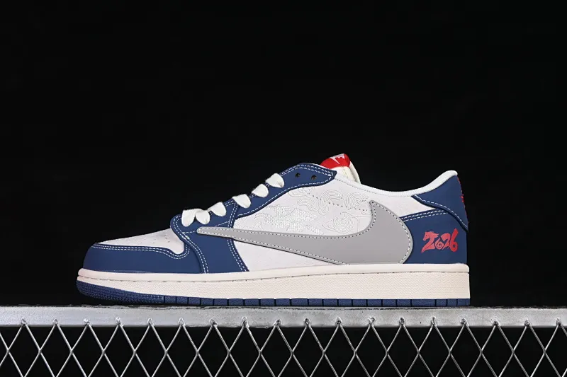 All categories Air Jordan Jordan series basketball shoes Air Jordan 1 Low High-end customized low-top sneakers Air Jordan 1 Low AJ1 Joe 1 navy blue and white High-end customized low-top retro basketball shoes JJ2508-106
